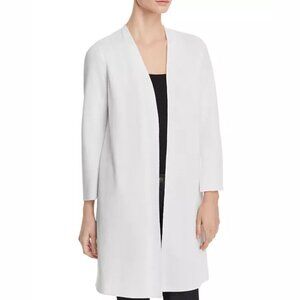 Eileen Fisher NWT Waffle Knit Open Front Long White Cardigan Small Grandma